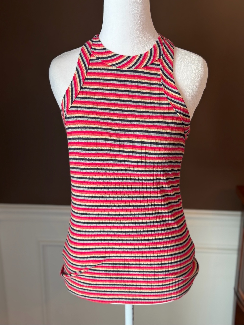 Trina Turk Continental Halter Top Multi-Stripe NWT Size XS MSRP $138.00